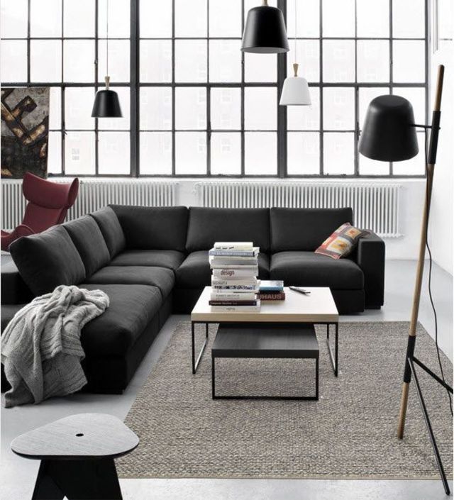 Canapé d'angle avec méridienne, disponible en tissu ou cuir. A partir de 3 899 euros. canapé Cenova, Boconcept